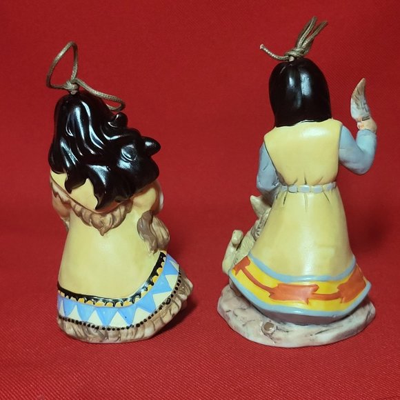 Native American Indian Figurine Bell Ornaments Set of 2 - Picture 6 of 13